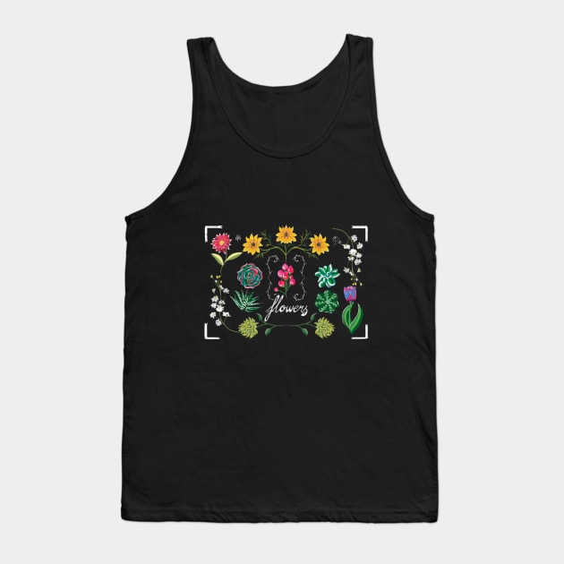 Blackboard Flowers Tank Top by KirmiziKoi